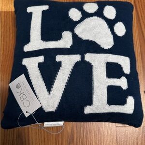Navy and White Love Dog Accent Pillow- NEW